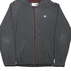 CHAMPION Mens Grey Full Zip Hoodie M Cotton Blend Athletic Sweatshirt with