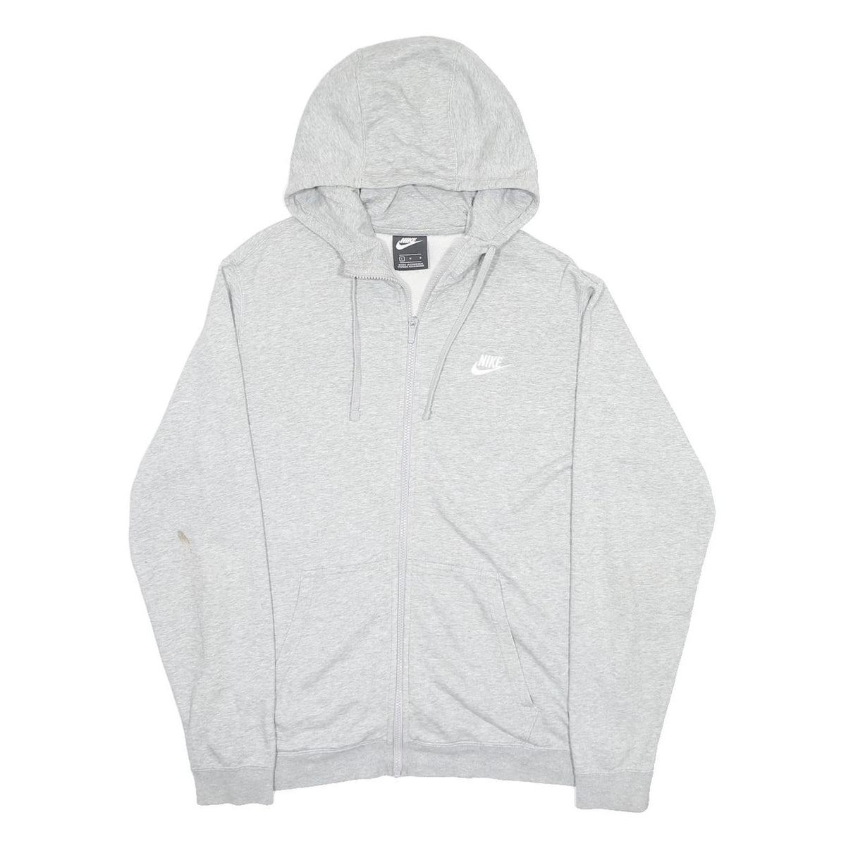 NIKE Mens Grey Pullover Hoodie L Cotton Blend Lightweight Casual Zip Up