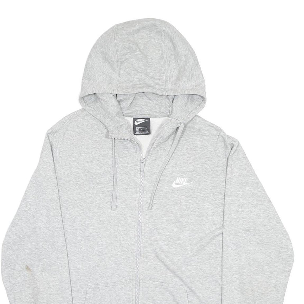 NIKE Mens Grey Pullover Hoodie L Cotton Blend Lightweight Casual Zip Up
