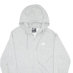NIKE Mens Grey Pullover Hoodie L Cotton Blend Lightweight Casual Zip Up