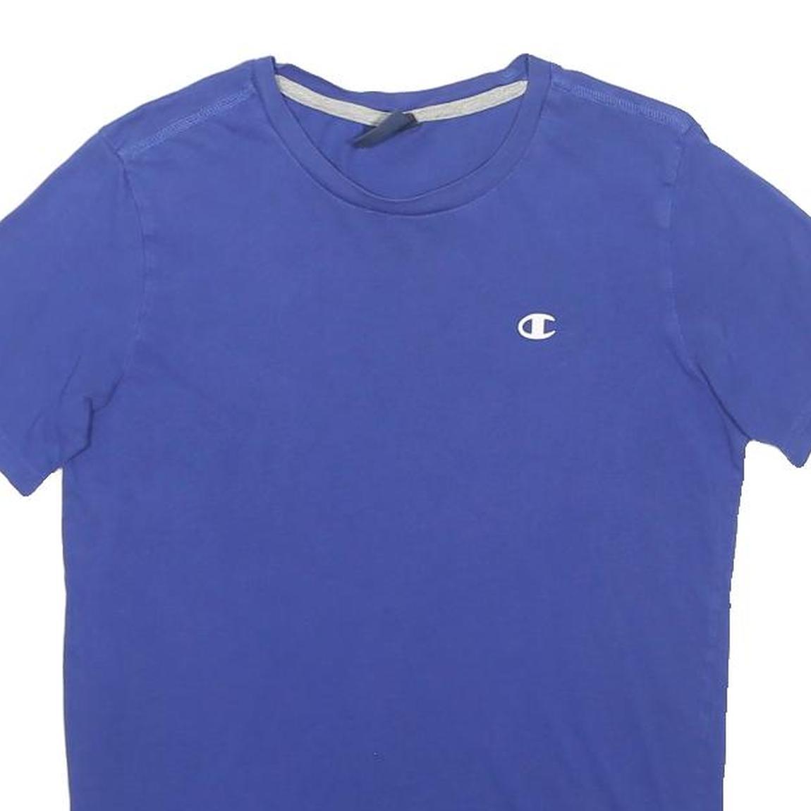 CHAMPION Boys Blue Crew Neck Short Sleeve T-Shirt 13-14Y Cotton Casual