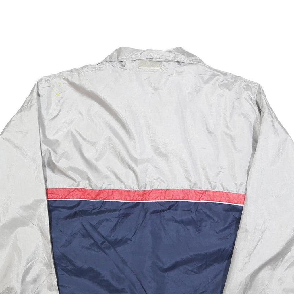 ASICS Mens Silver & Navy Blue Colourblock Quarter Zip Polyester Jacket S Sports