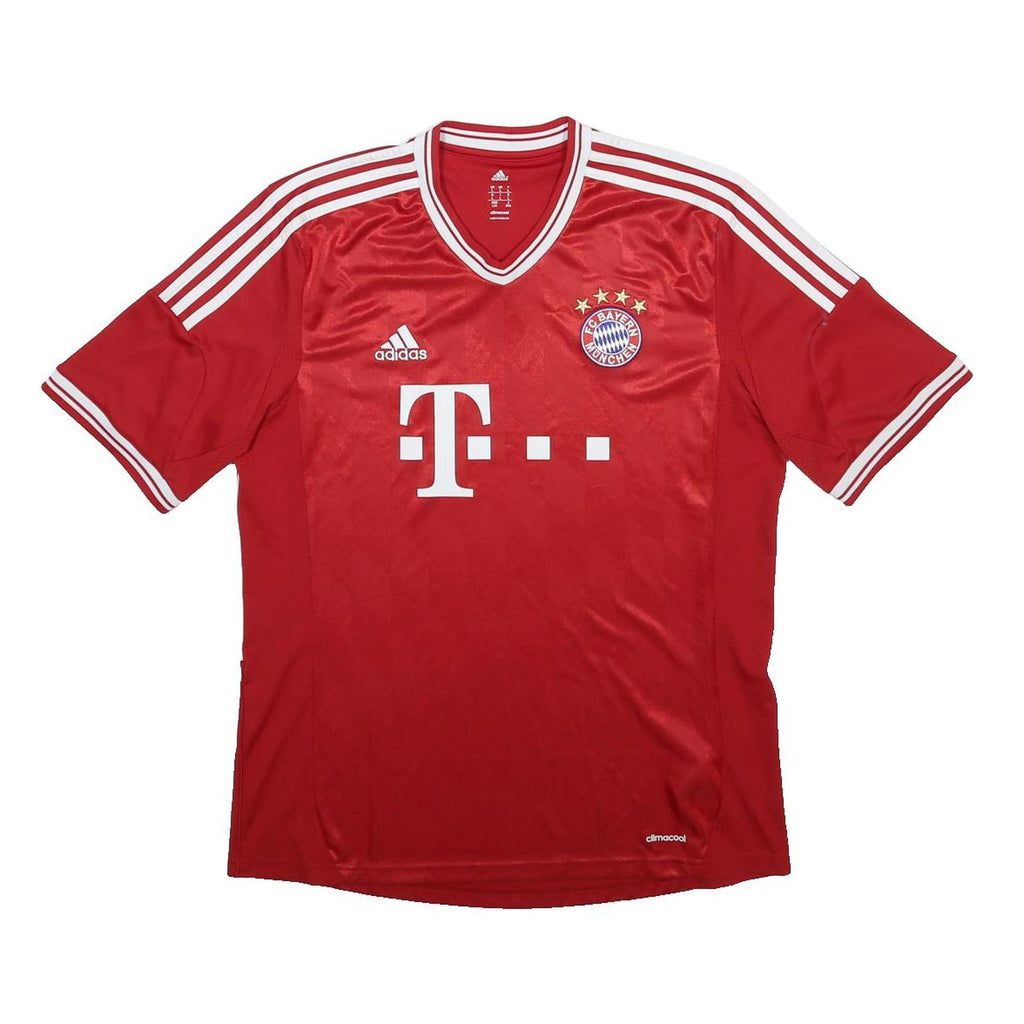 ADIDAS 2013-14 Bayern Munich Mens Red White Football Shirt L Short Sleeve V-Neck