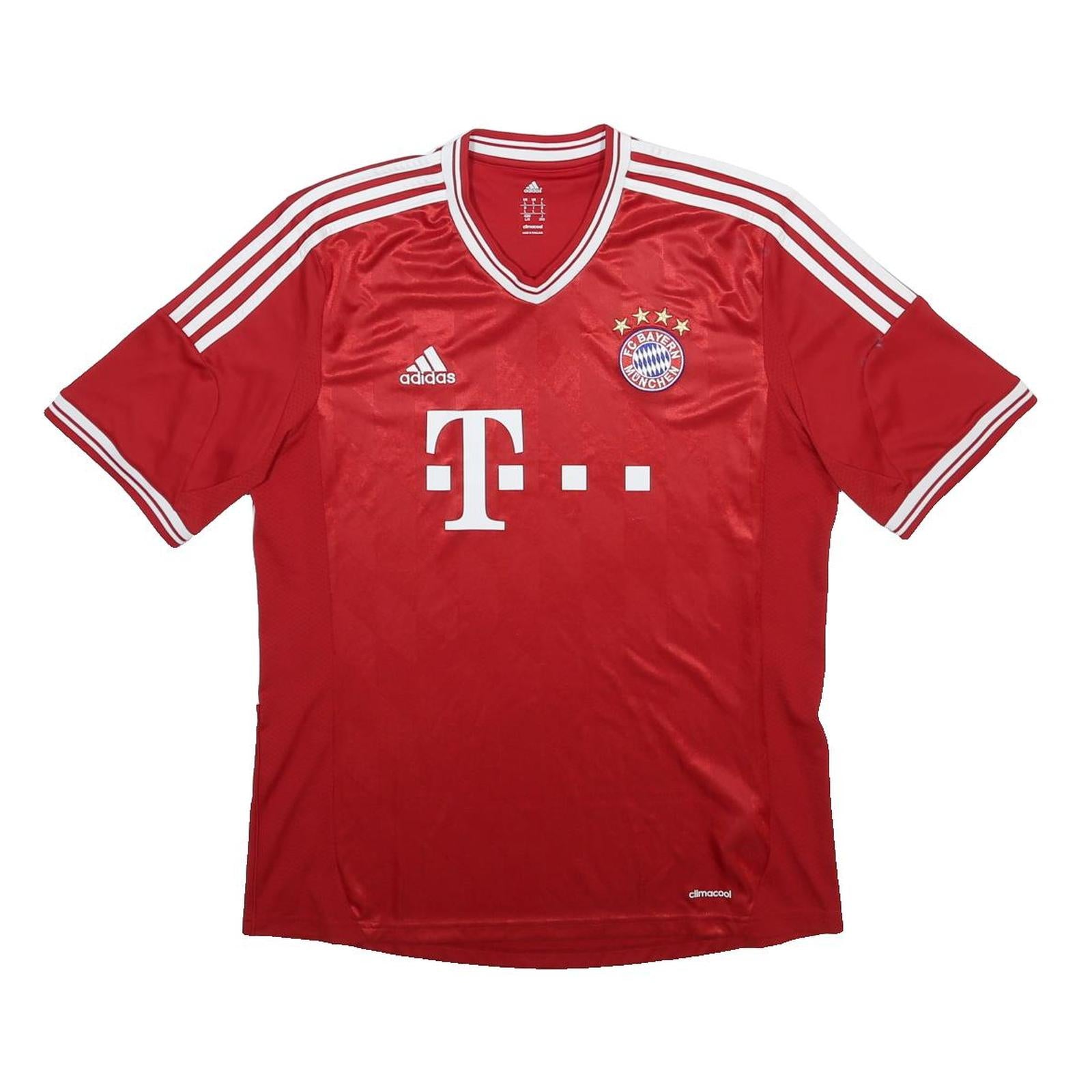 ADIDAS 2013-14 Bayern Munich Mens Red White Football Shirt L Short Sleeve V-Neck