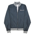 CHAMPION Mens Navy Blue Polyester Blend Bomber Jacket M Plain Zip Athletic