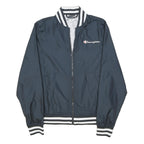 CHAMPION Mens Navy Blue Polyester Blend Bomber Jacket M Plain Zip Athletic