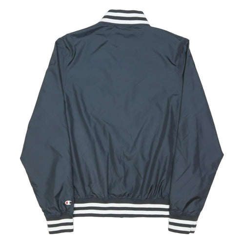 CHAMPION Mens Navy Blue Polyester Blend Bomber Jacket M Plain Zip Athletic
