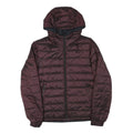 Mens Burgundy & Navy Reversible Quilted Jacket M Polyester Blend Hooded Zip