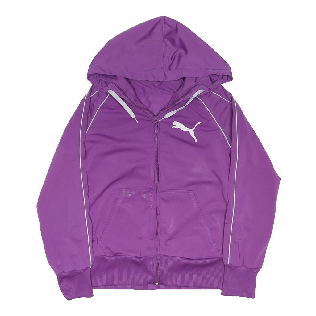 PUMA Womens Purple Zip Hoodie Jacket UK 10 Polyester Blend Plain Sporty