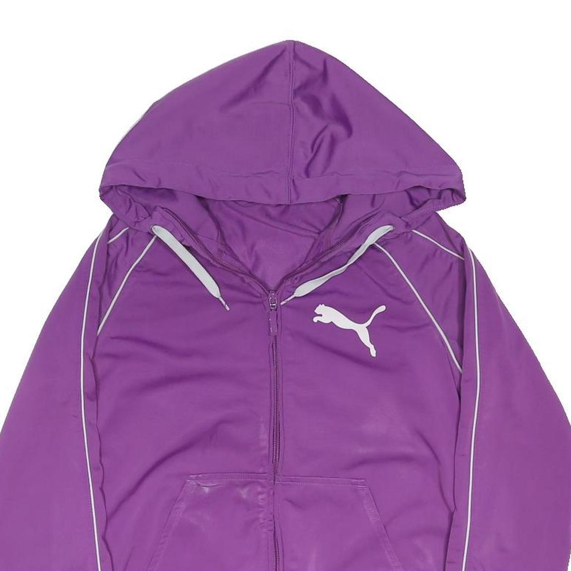 PUMA Womens Purple Zip Hoodie Jacket UK 10 Polyester Blend Plain Sporty