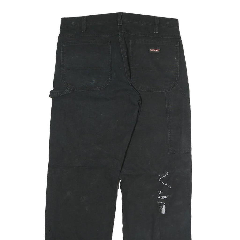 DICKIES Mens Black Regular Fit Straight Denim Jeans W34 L32 Workwear Zip Closure