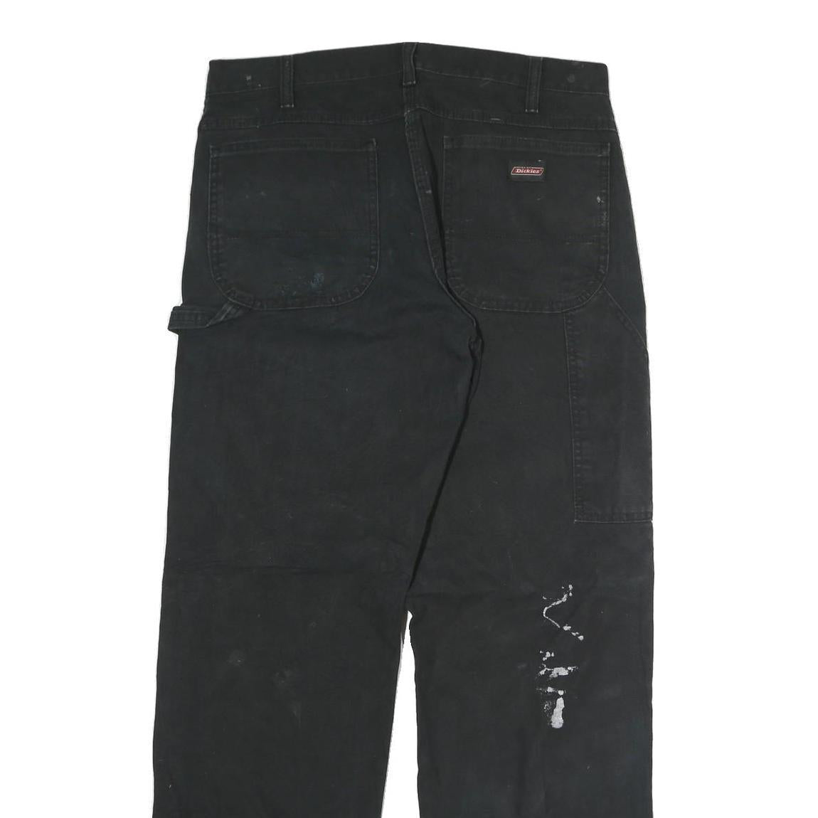 DICKIES Mens Black Regular Fit Straight Denim Jeans W34 L32 Workwear Zip Closure