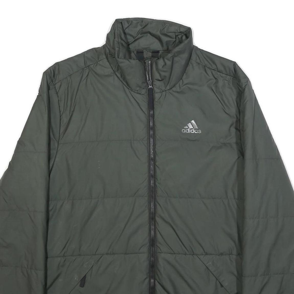 ADIDAS Mens Green Jacket S Polyester Plain Zip Full Zip Sportswear Light