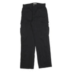 STR Mens Cotton Blend Black Regular Straight Trousers W30 L32 Casual Durable Zip