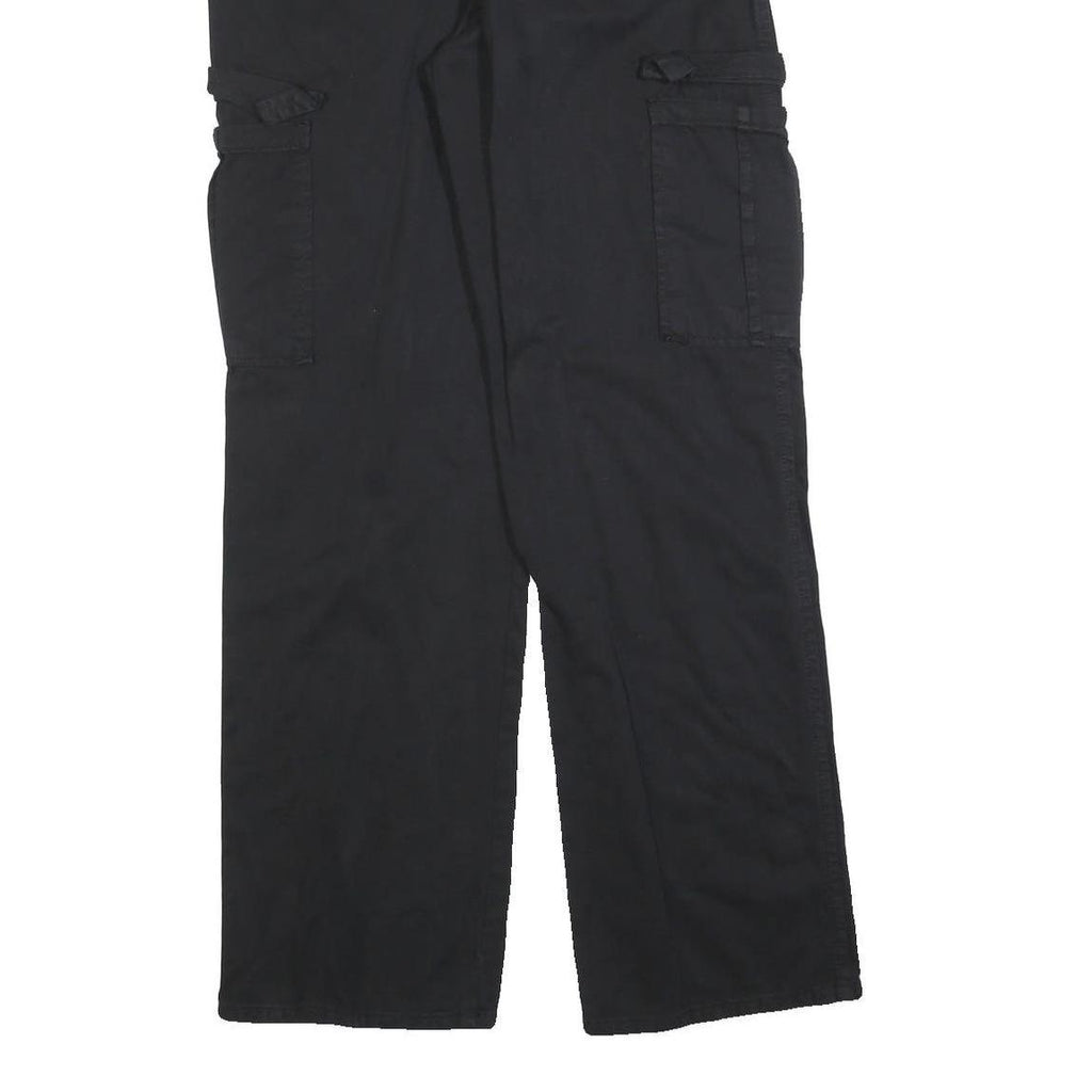 STR Mens Cotton Blend Black Regular Straight Trousers W30 L32 Casual Durable Zip