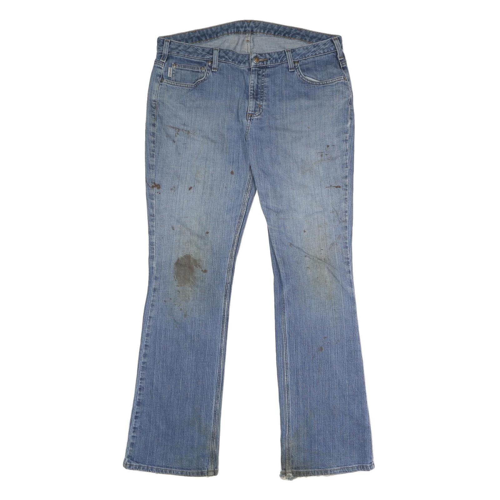 CARHARTT Womens Blue Loose Straight Denim Light W36 L34 Distressed Workwear