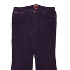CHAPS Womens Relaxed Purple Corduroy Trousers W37 L27 Casual Zip Closure