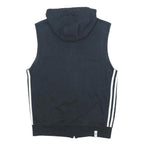 ADIDAS Mens Black & White Sleeveless Hoodie S Cotton Blend Zip Up Casual