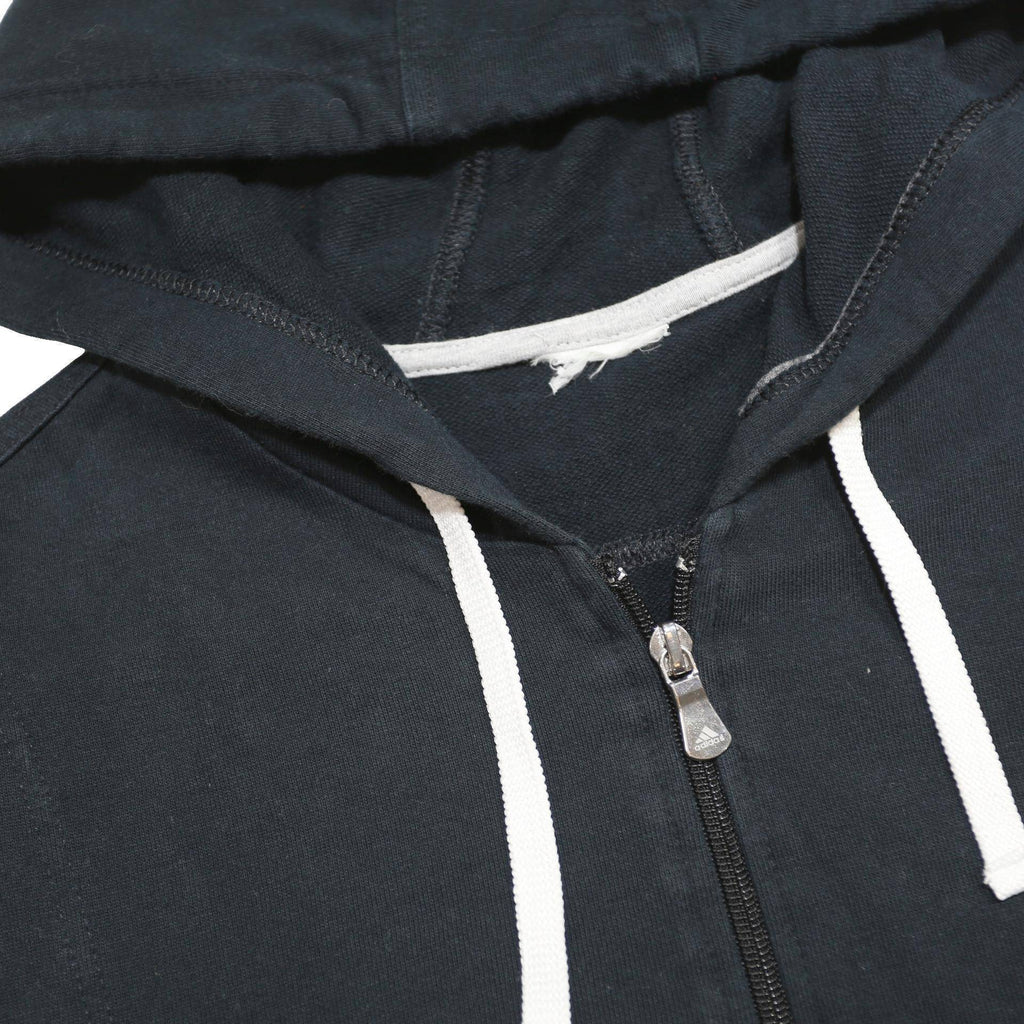 ADIDAS Mens Black & White Sleeveless Hoodie S Cotton Blend Zip Up Casual