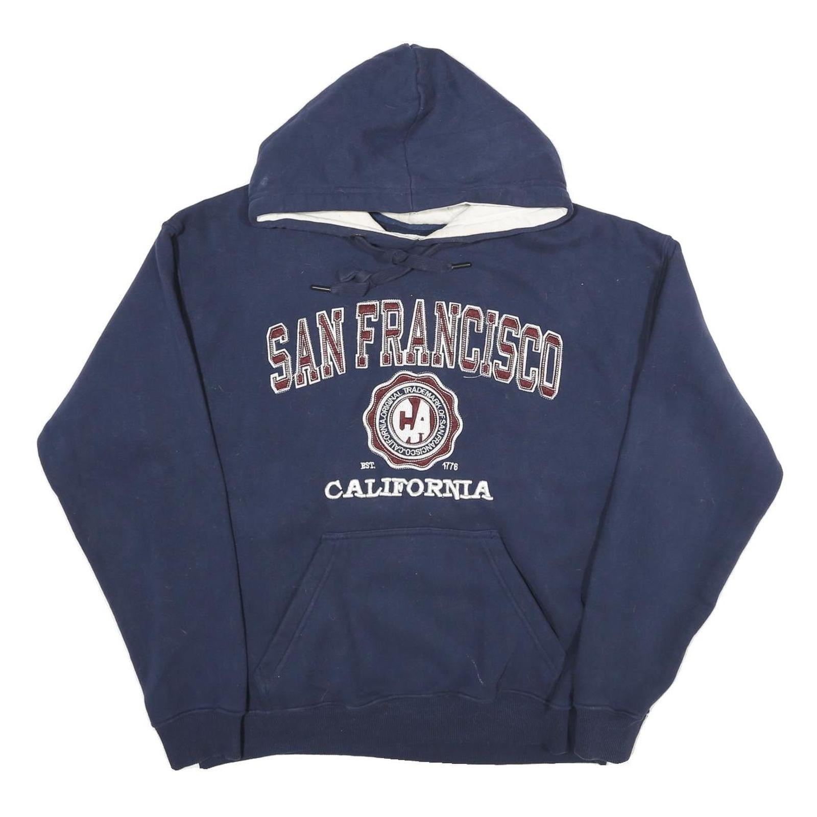 CITYWEAR Mens Navy Blue San Francisco Cotton Pullover Hoodie L