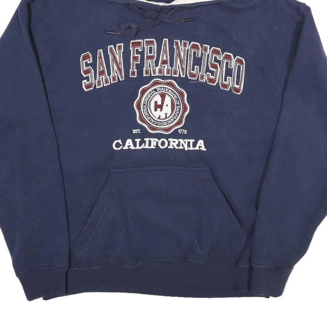 CITYWEAR Mens Navy Blue San Francisco Cotton Pullover Hoodie L
