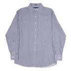 TOMMY HILFIGER Mens Blue & White Stripe Shirt L Classic Button Shirt Cotton