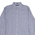TOMMY HILFIGER Mens Blue & White Stripe Shirt L Classic Button Shirt Cotton