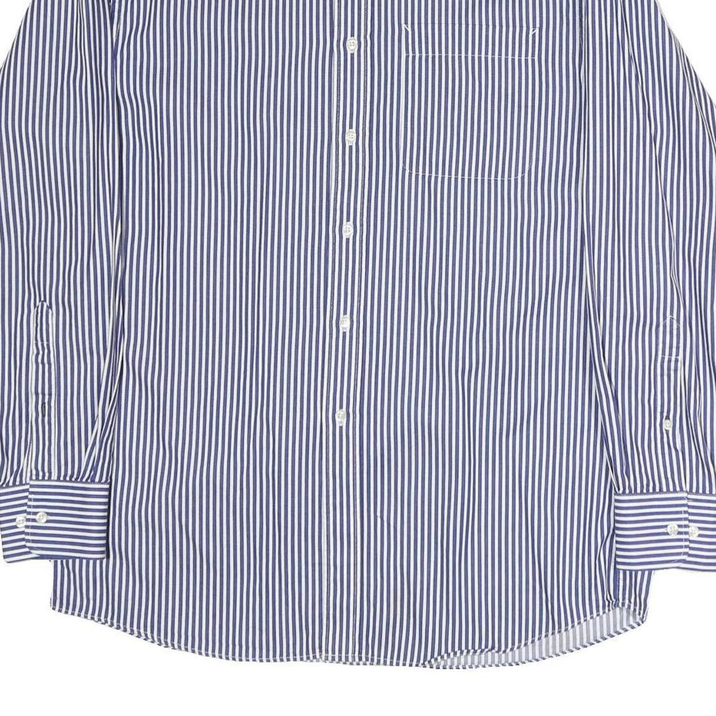 TOMMY HILFIGER Mens Blue & White Stripe Shirt L Classic Button Shirt Cotton