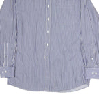 TOMMY HILFIGER Mens Blue & White Stripe Shirt L Classic Button Shirt Cotton