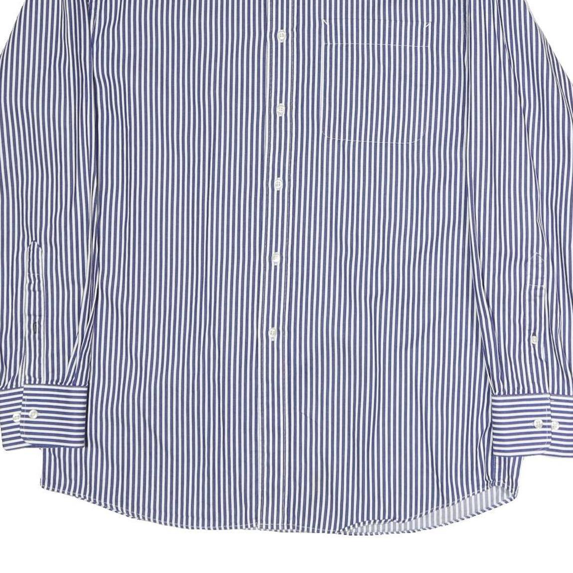 TOMMY HILFIGER Mens Blue & White Stripe Shirt L Classic Button Shirt Cotton