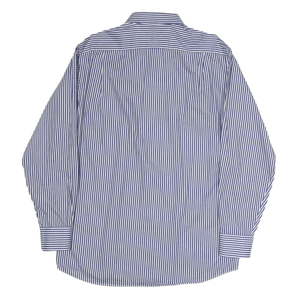 TOMMY HILFIGER Mens Blue & White Stripe Shirt L Classic Button Shirt Cotton