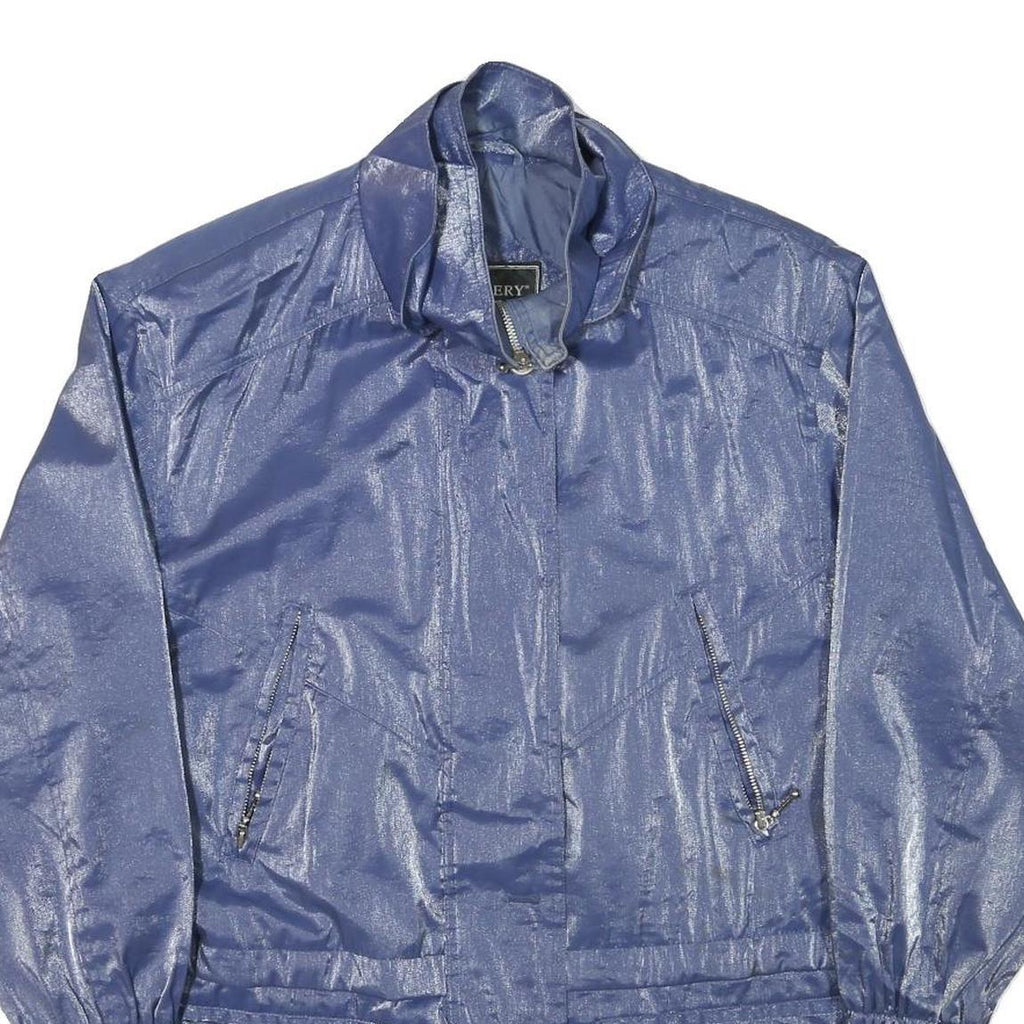 GALLERY Womens Blue Jacket M Polyester Blend Plain Zip Lightweight Casual