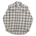 JACHS Mens Cream & Grey Check Shirt L Cotton Blend Casual Long Sleeve Button