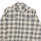 JACHS Mens Cream & Grey Check Shirt L Cotton Blend Casual Long Sleeve Button