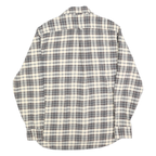 JACHS Mens Cream & Grey Check Shirt L Cotton Blend Casual Long Sleeve Button