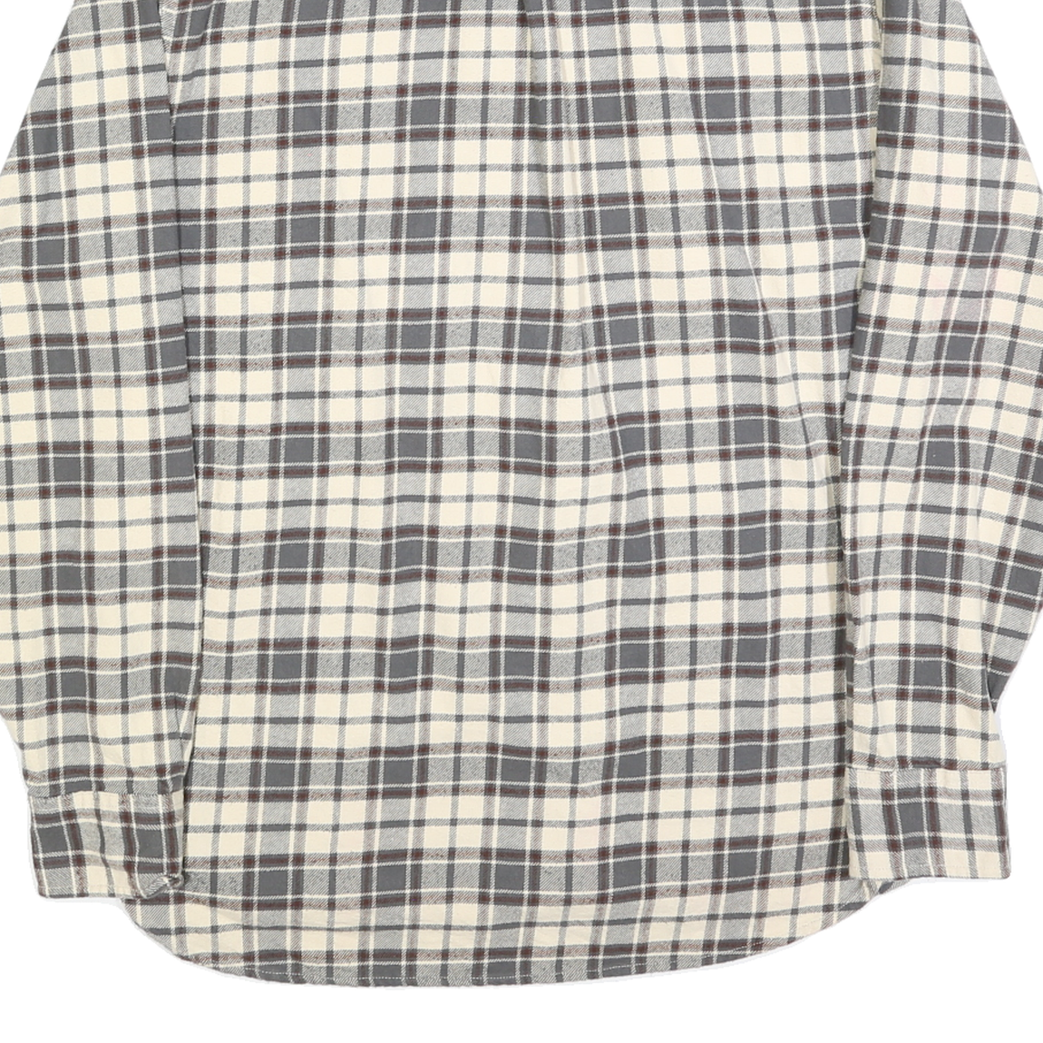 JACHS Mens Cream & Grey Check Shirt L Cotton Blend Casual Long Sleeve Button