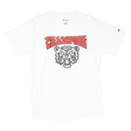 CHAMPION Mens White Graphic T-Shirt M Short Sleeve Crew Neck Cotton Blend Casual