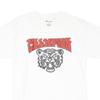CHAMPION Mens White Graphic T-Shirt M Short Sleeve Crew Neck Cotton Blend Casual
