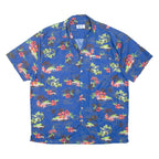 UZZI Palm Trees Mens Shirt Blue Floral L