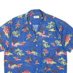 UZZI Palm Trees Mens Shirt Blue Floral L