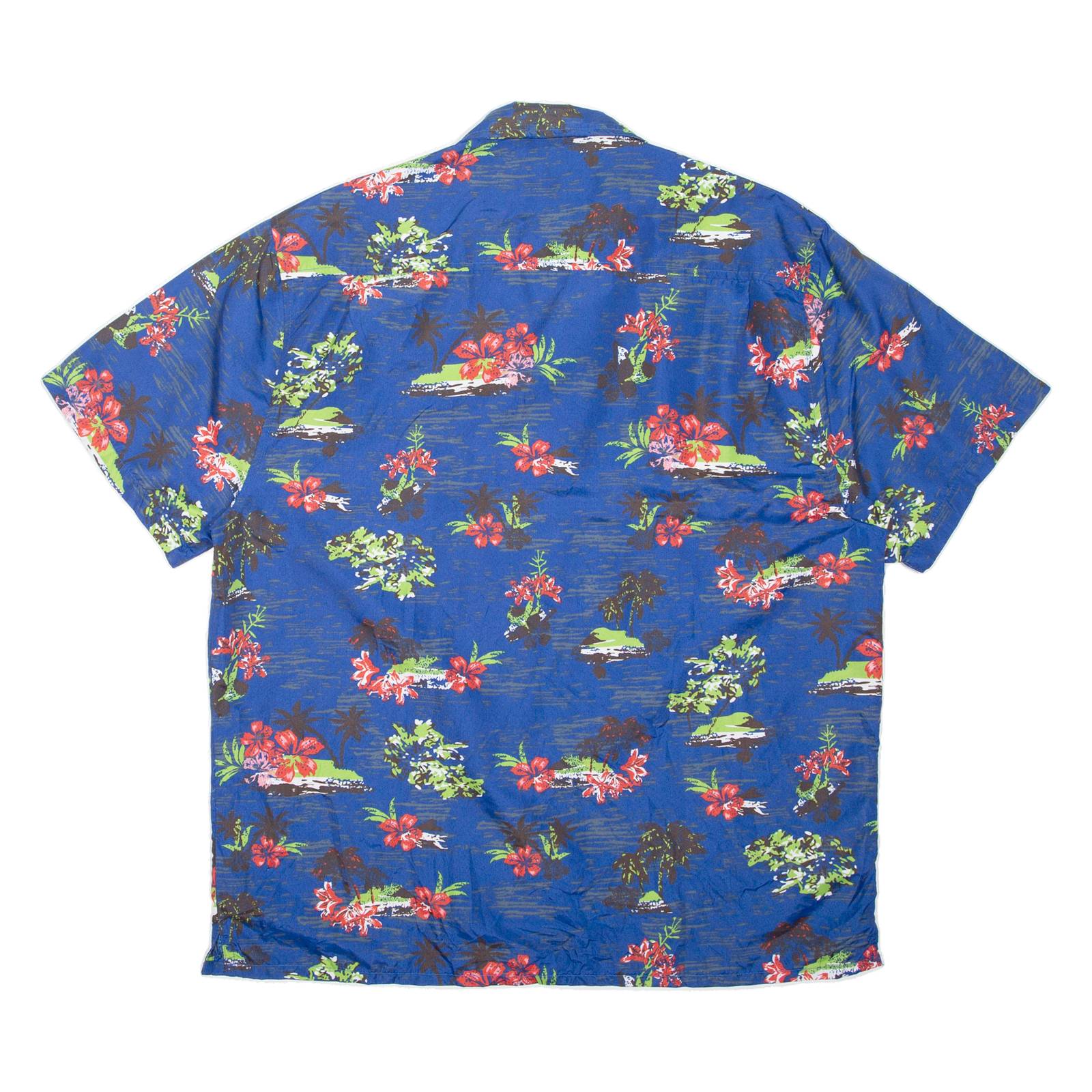 UZZI Palm Trees Mens Shirt Blue Floral L