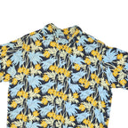 PURITAN Mens Black Blue & Yellow Floral Viscose Shirt XL Summer Holiday