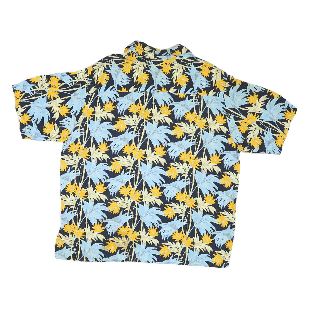 PURITAN Mens Black Blue & Yellow Floral Viscose Shirt XL Summer Holiday