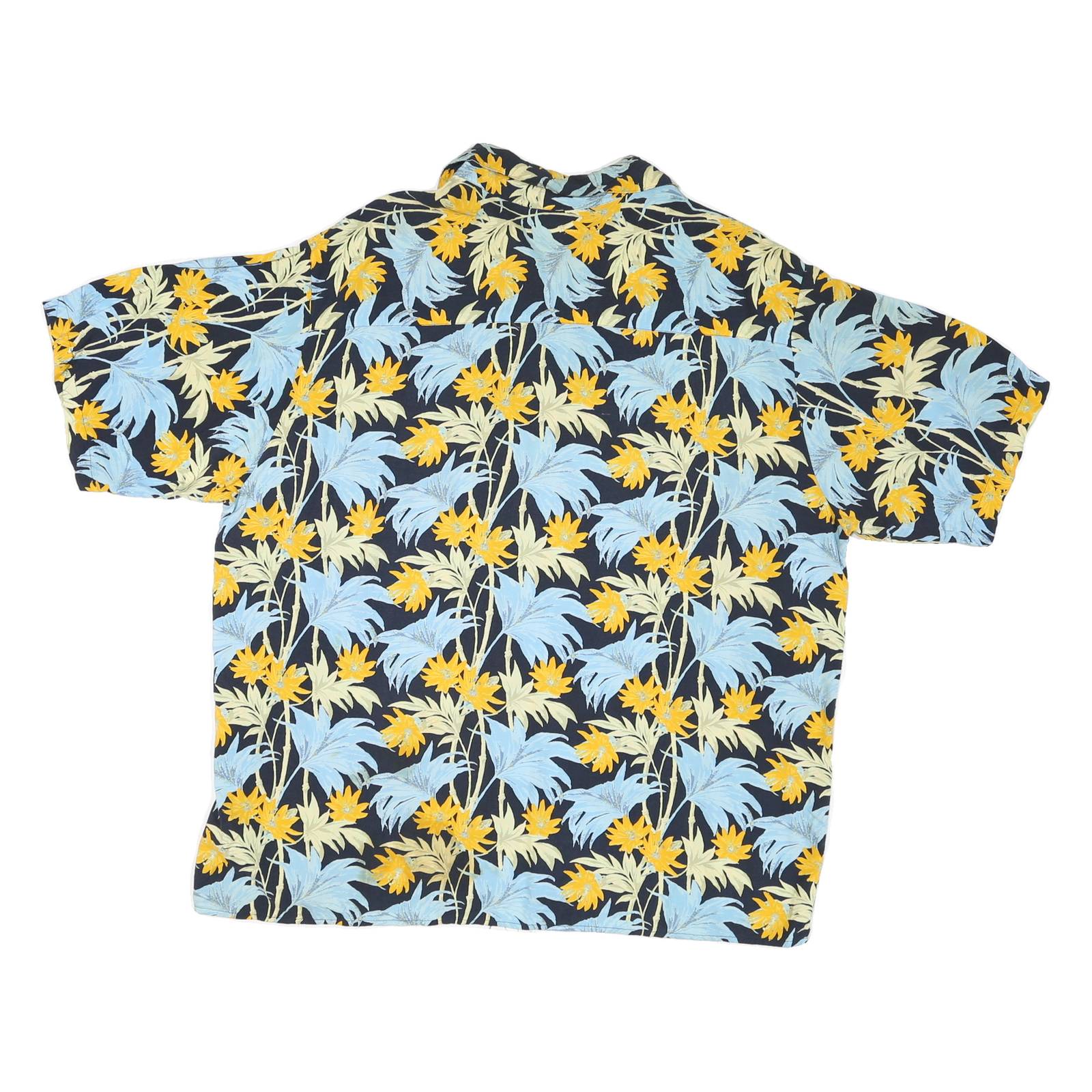 PURITAN Mens Black Blue & Yellow Floral Viscose Shirt XL Summer Holiday
