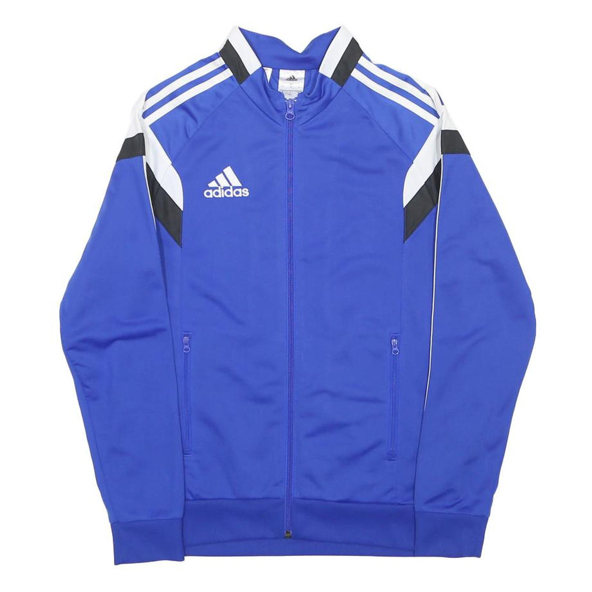 ADIDAS Boys Blue White Black Track Jacket XL Polyester Zip Sportswear