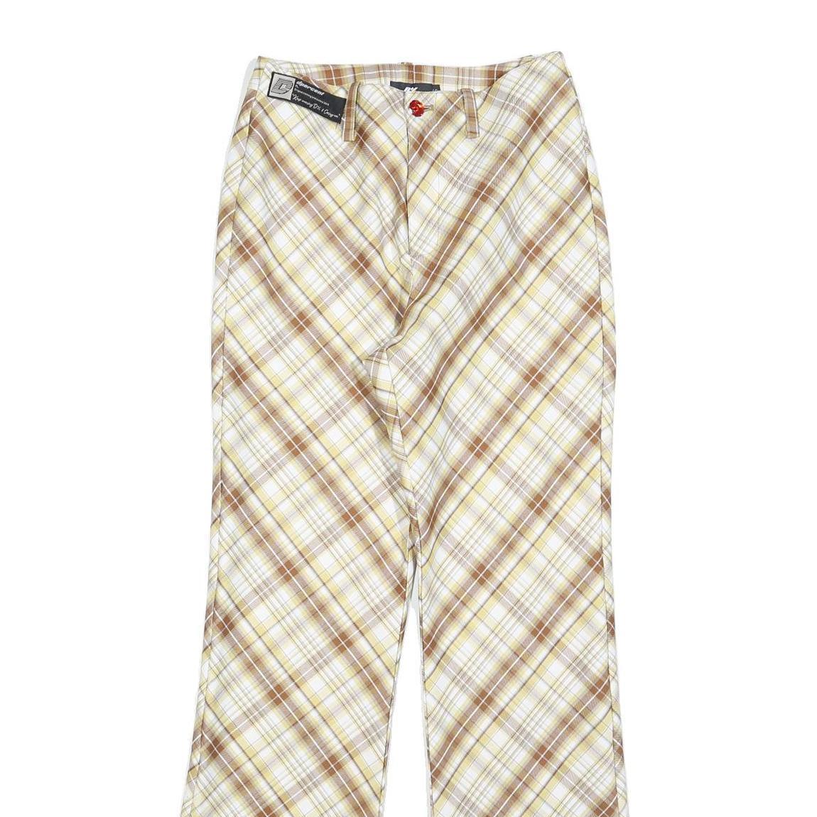 DPERCENT Womens Polyester Blend Beige & Brown Slim Straight Trousers W26 L32