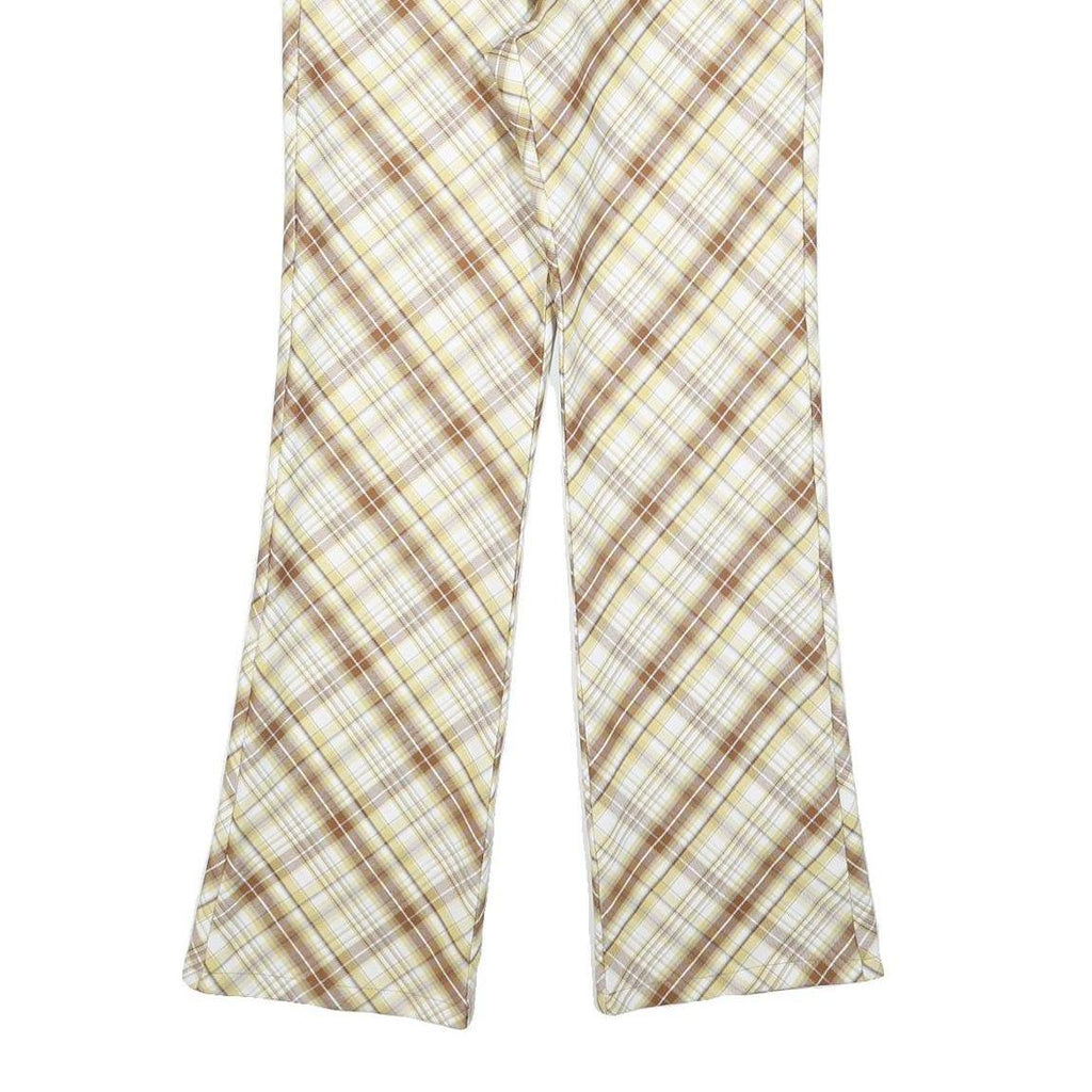 DPERCENT Womens Polyester Blend Beige & Brown Slim Straight Trousers W26 L32