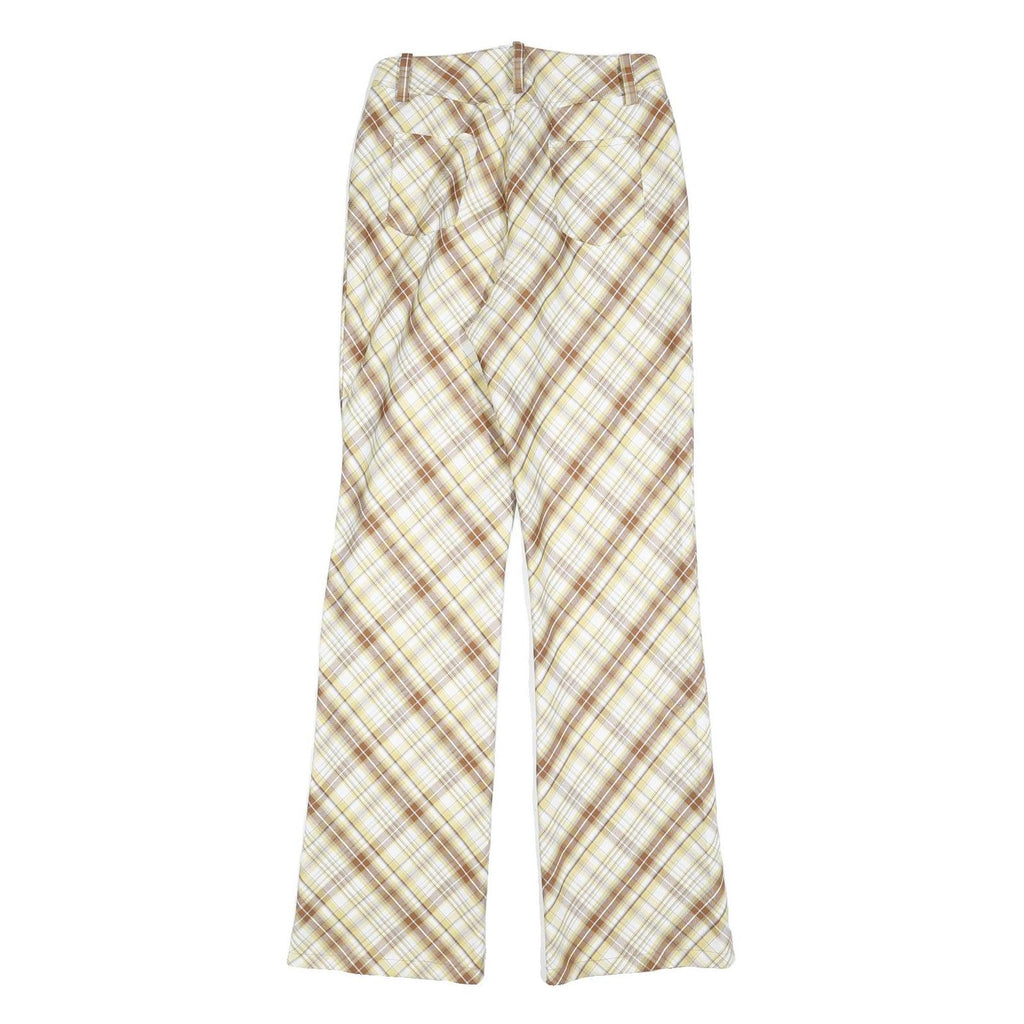 DPERCENT Womens Polyester Blend Beige & Brown Slim Straight Trousers W26 L32