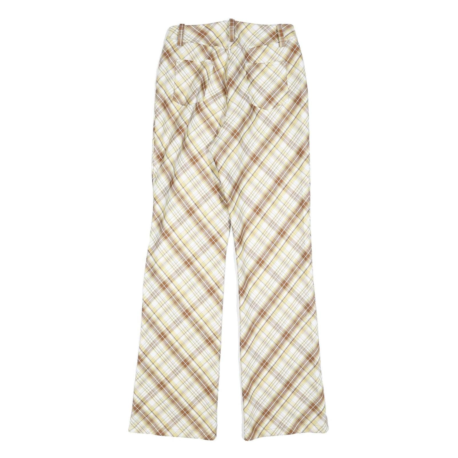 DPERCENT Womens Polyester Blend Beige & Brown Slim Straight Trousers W26 L32