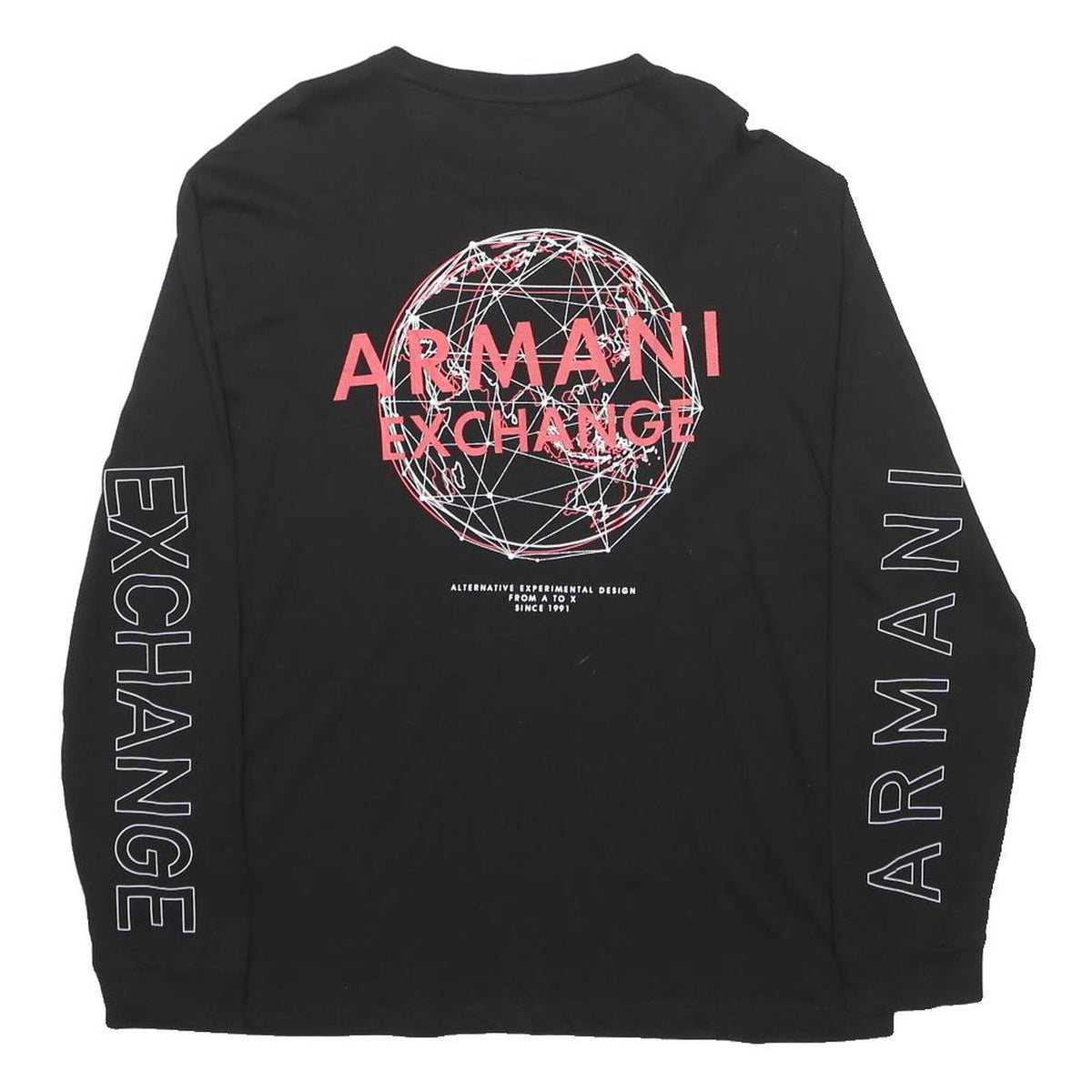 ARMANI EXCHANGE Mens Black Graphic Long Sleeve Crew Neck T-Shirt XL